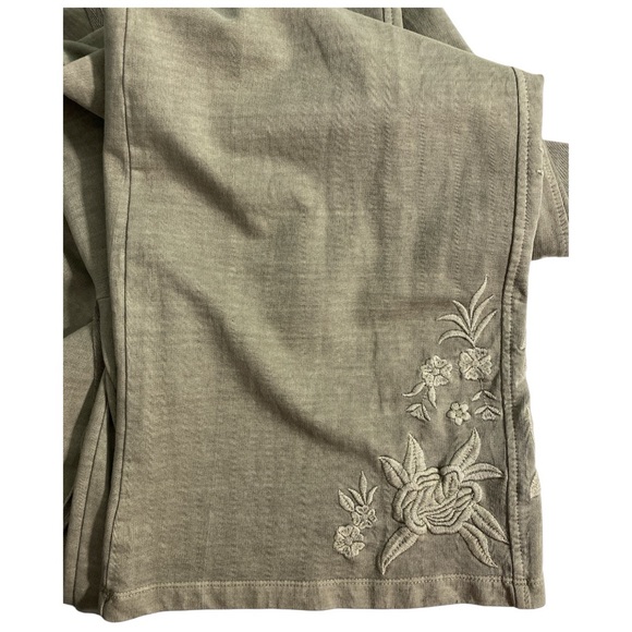 Karyn Seo Wide Leg Embroidered Pants Size M Sage Green Boho Cottagecore NWT - Picture 6 of 10